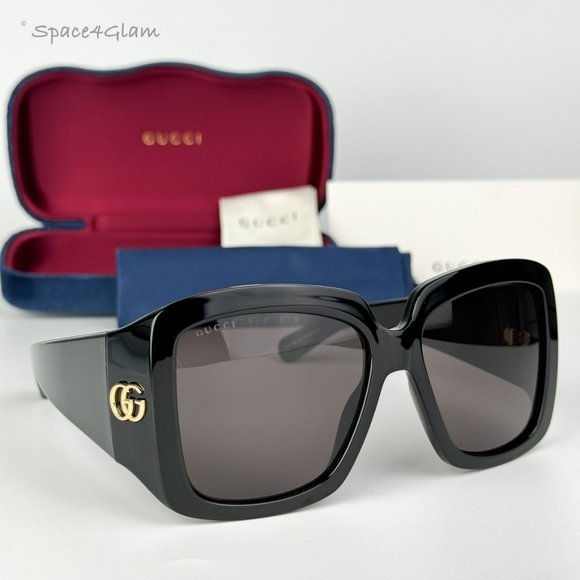 NEW Gucci GG1402S 001 Black Grey Women Square Sunglasses GG 1402S - Picture 1 of 12